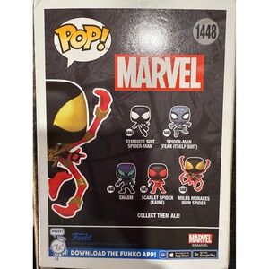 Funko Pop Marvel Miles Morales Iron Spider 1448 Vinyl Bobblehead Black Gold